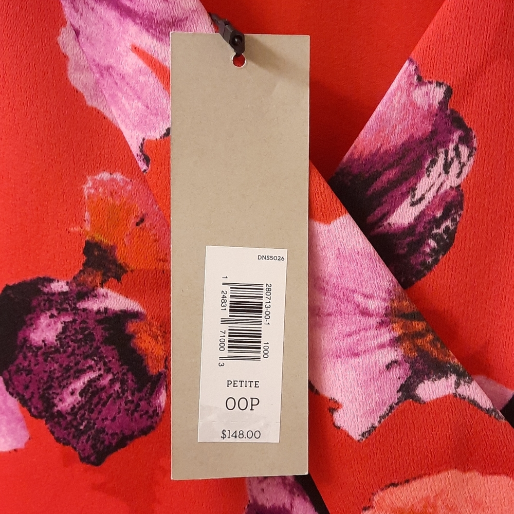 NWT, Banana Republic Petite Red Poppy Floral Dress - Picture 10 of 13